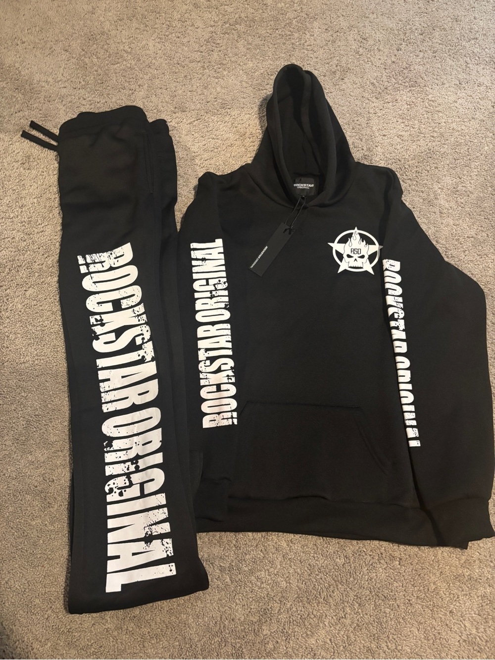 Rockstar Original Kids Black Hoodie & Sweatpant Matching Set